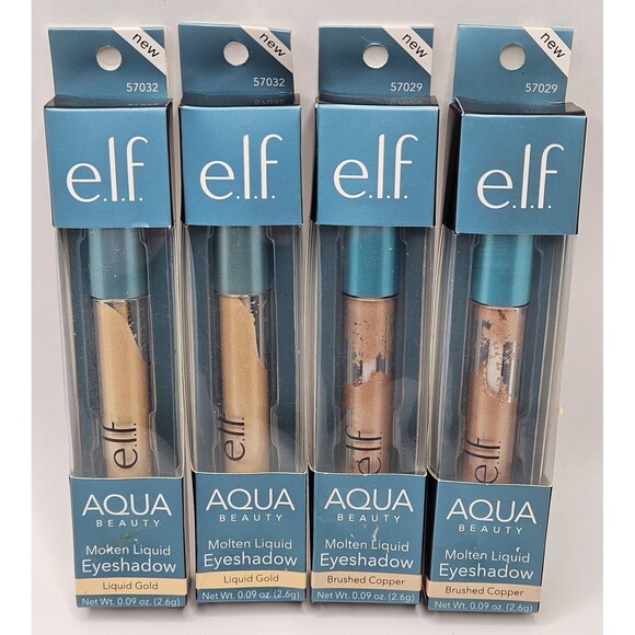 4-Pack NEW e.l.f. ELF Aqua Beauty Molten Eyeshadow Liquid Gold - Brushed Copper - Picture 1 of 2
